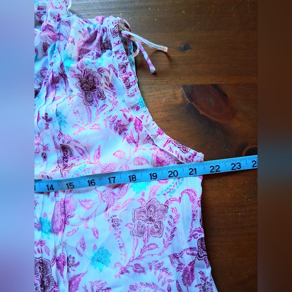 Sonoma Goods For Life Sheer Floral  Ruffle Boho Top/Cami Set - Picture 8 of 11